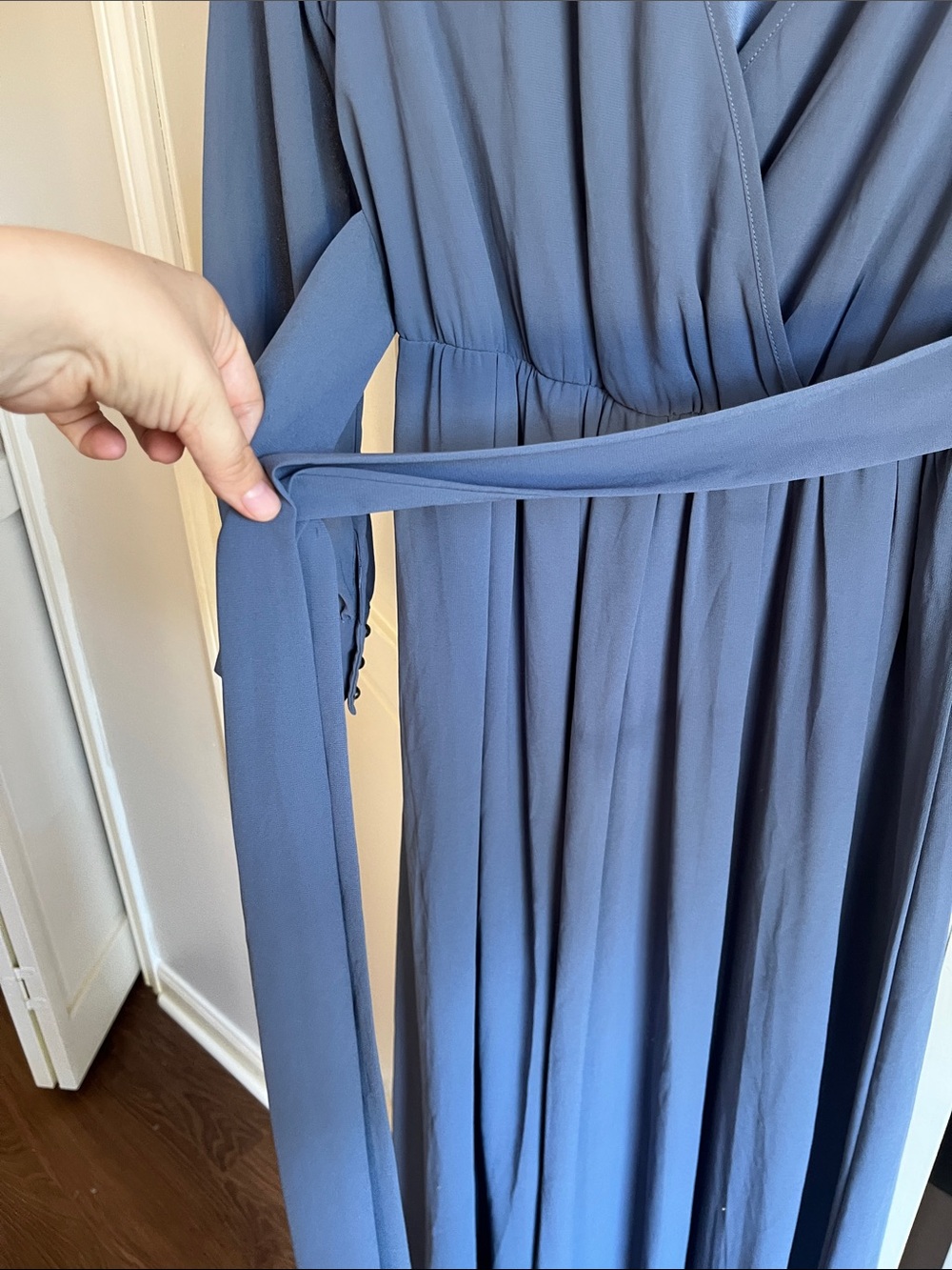 Bohme Slate Blue Faux-Wrap Long Sleeve Maxi Dress - Picture 4 of 6